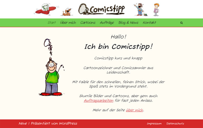 Screenshot Webseite Comicstipp