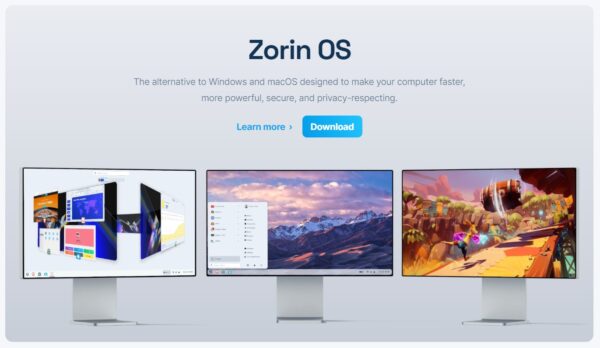 Screenshot Webseite Zorin OS