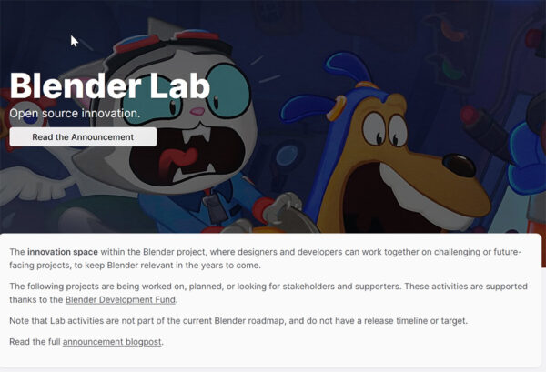 Screenshot Webseite Blender Lab