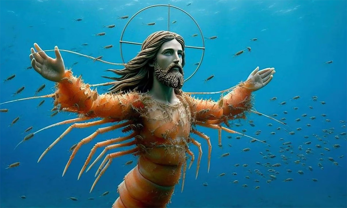 KI-generierters Bild, Jesus als Krabbe